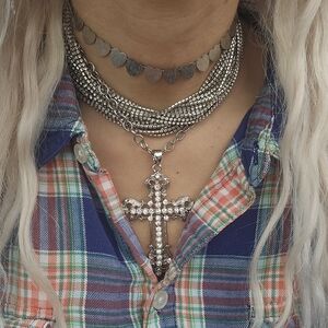 Dazzling Silver Cross Necklace